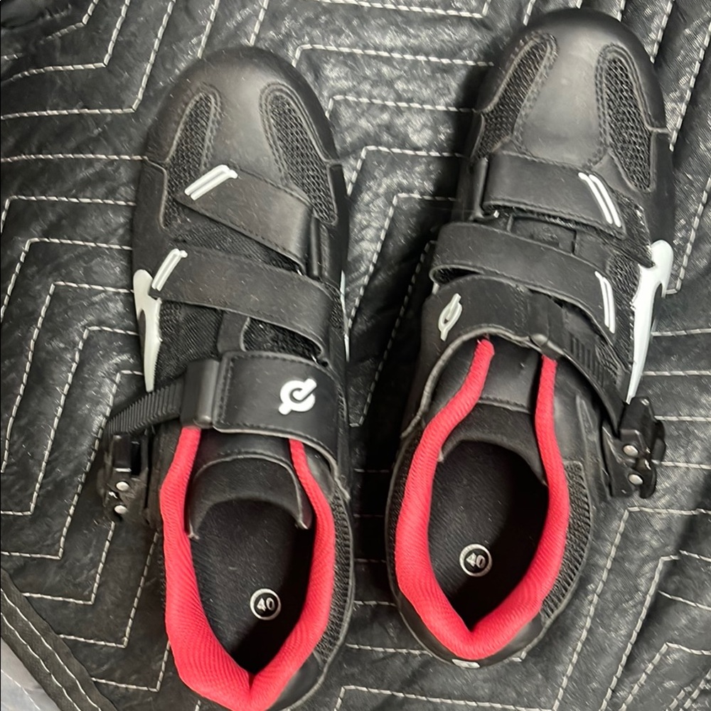 Cycling Shoes with Red Trim